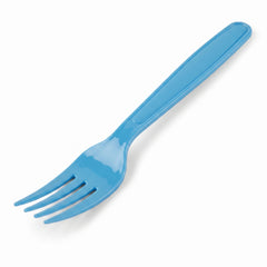 Caribbean Blue Heavy-Duty Plastic Reusable Forks, 50-Pack - 7.5 in.