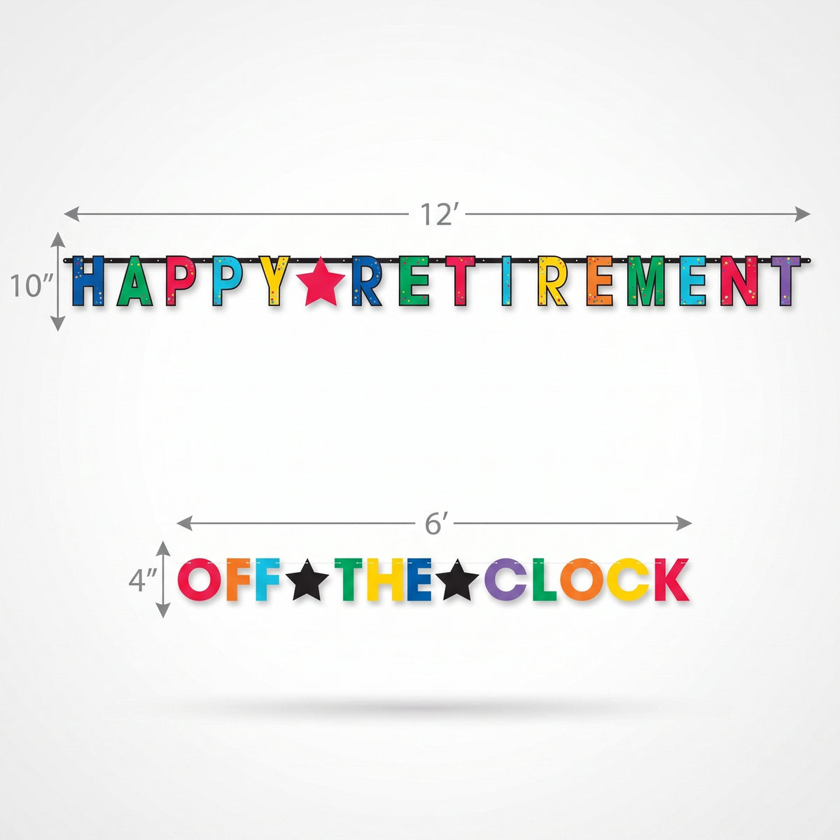 "Happy Retirement" and "Off the Clock" Letter Banner Combo