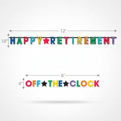 "Happy Retirement" and "Off the Clock" Letter Banner Combo