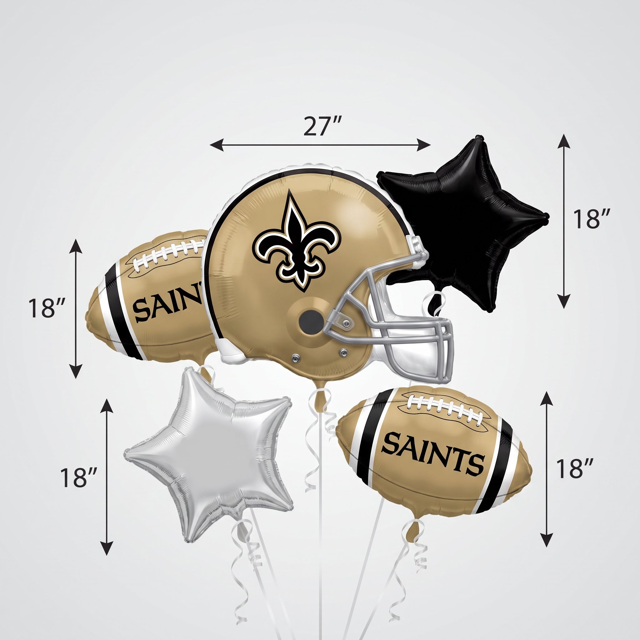 New Orleans Saints NFL Balloon Bouquet, 5-Piece Set