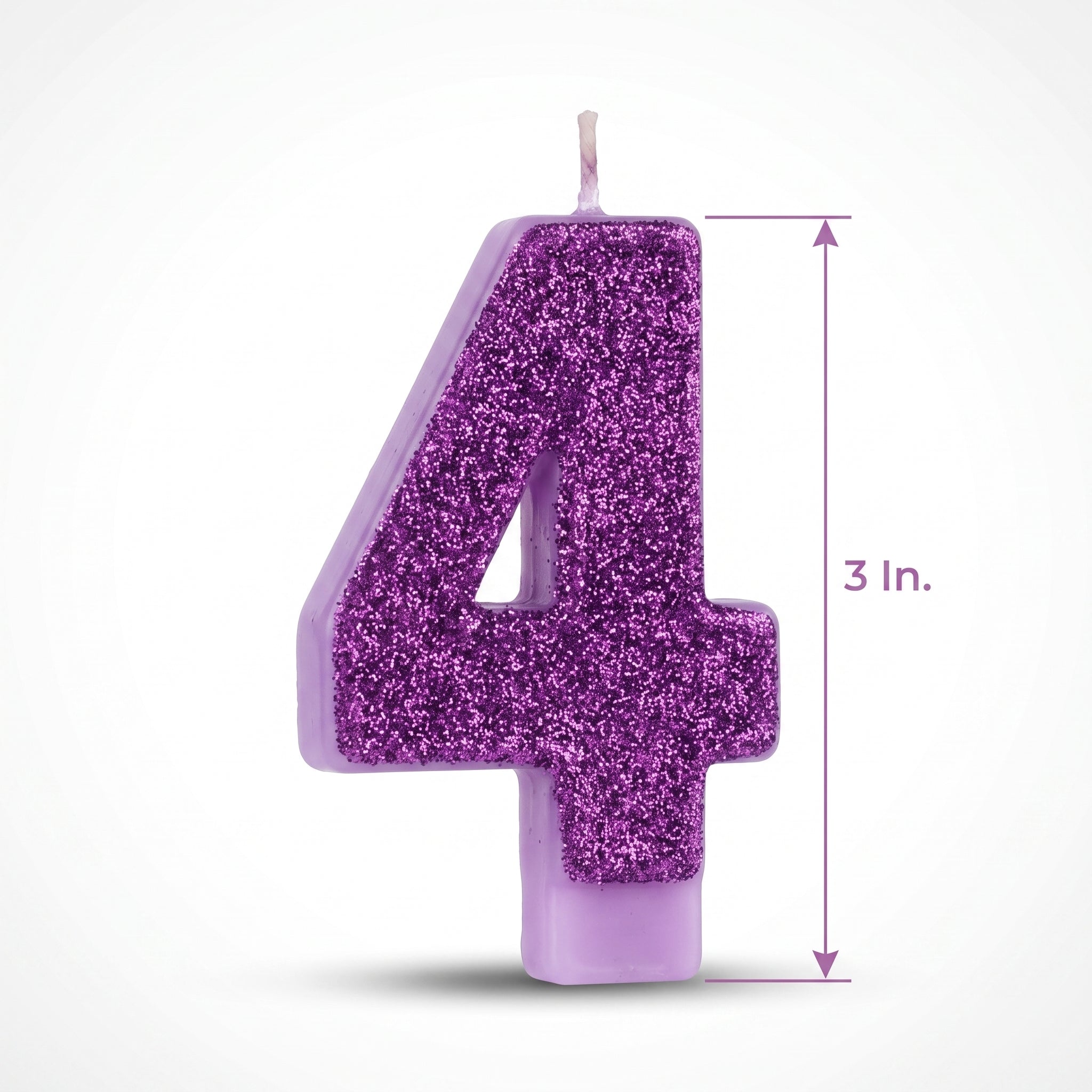 Purple Glitter Number 4 Birthday Candle