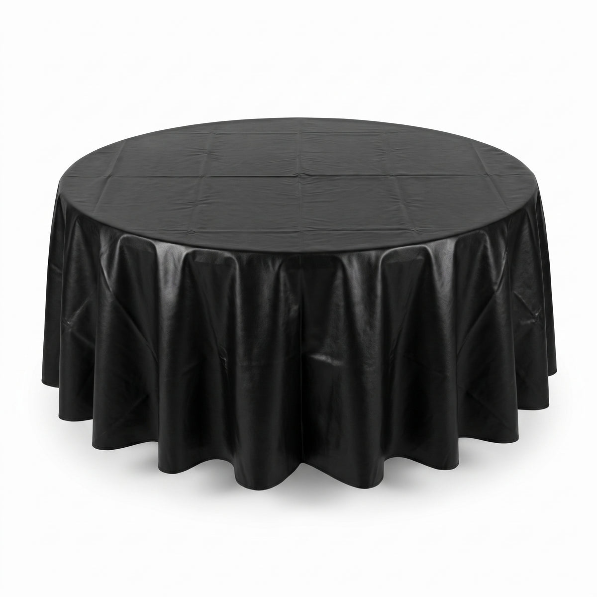 Jet Black Round Flannel Backed Table Cover - 84"