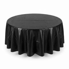 Jet Black Round Flannel Backed Table Cover - 84"
