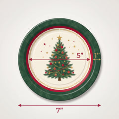 Elegant Evergreen Christmas Paper Plates, 7-Inch, 18-Count