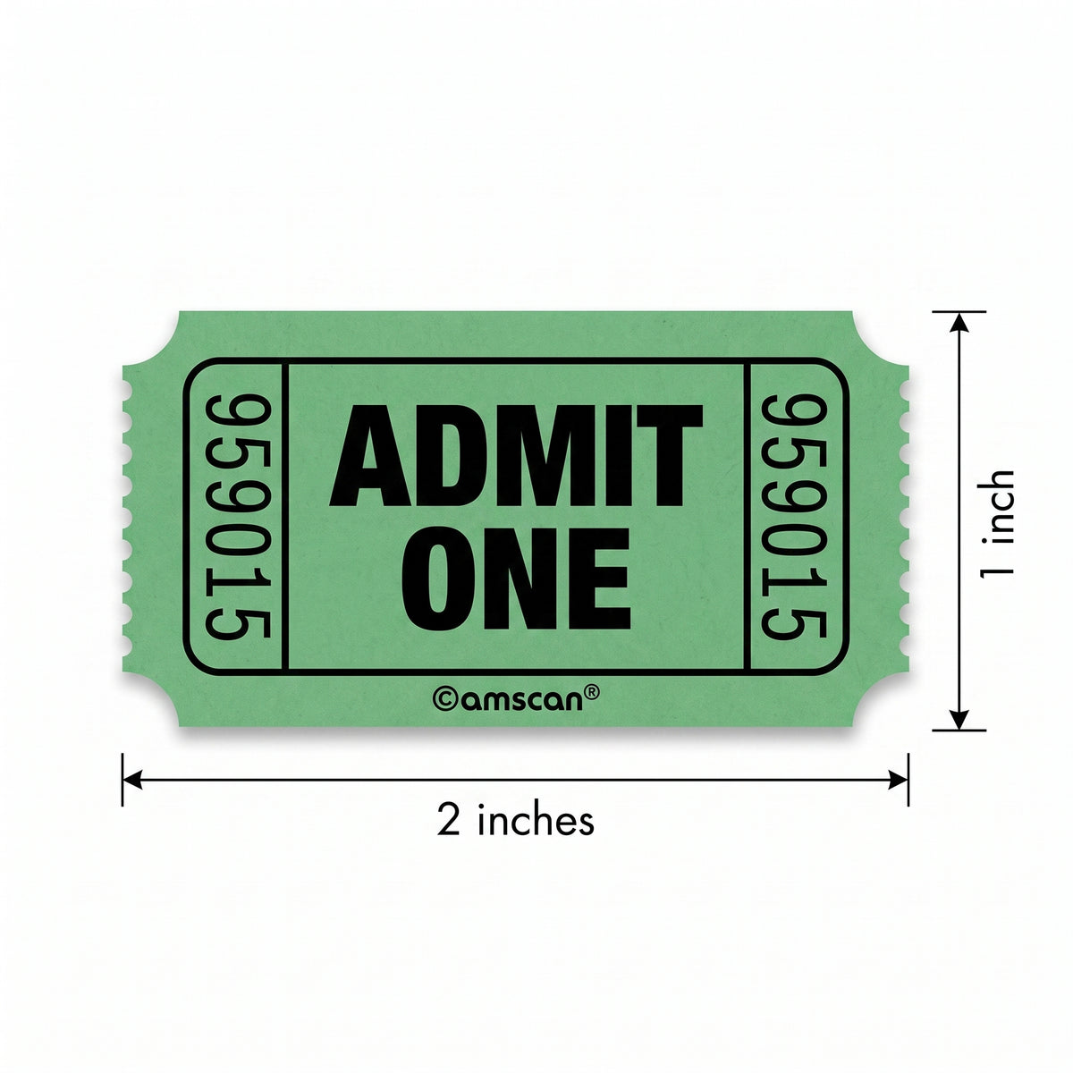 "Admit One" Ticket Roll - Green, 1000-Pairs