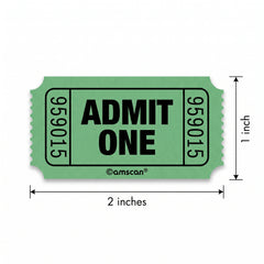 "Admit One" Ticket Roll - Green, 1000-Pairs