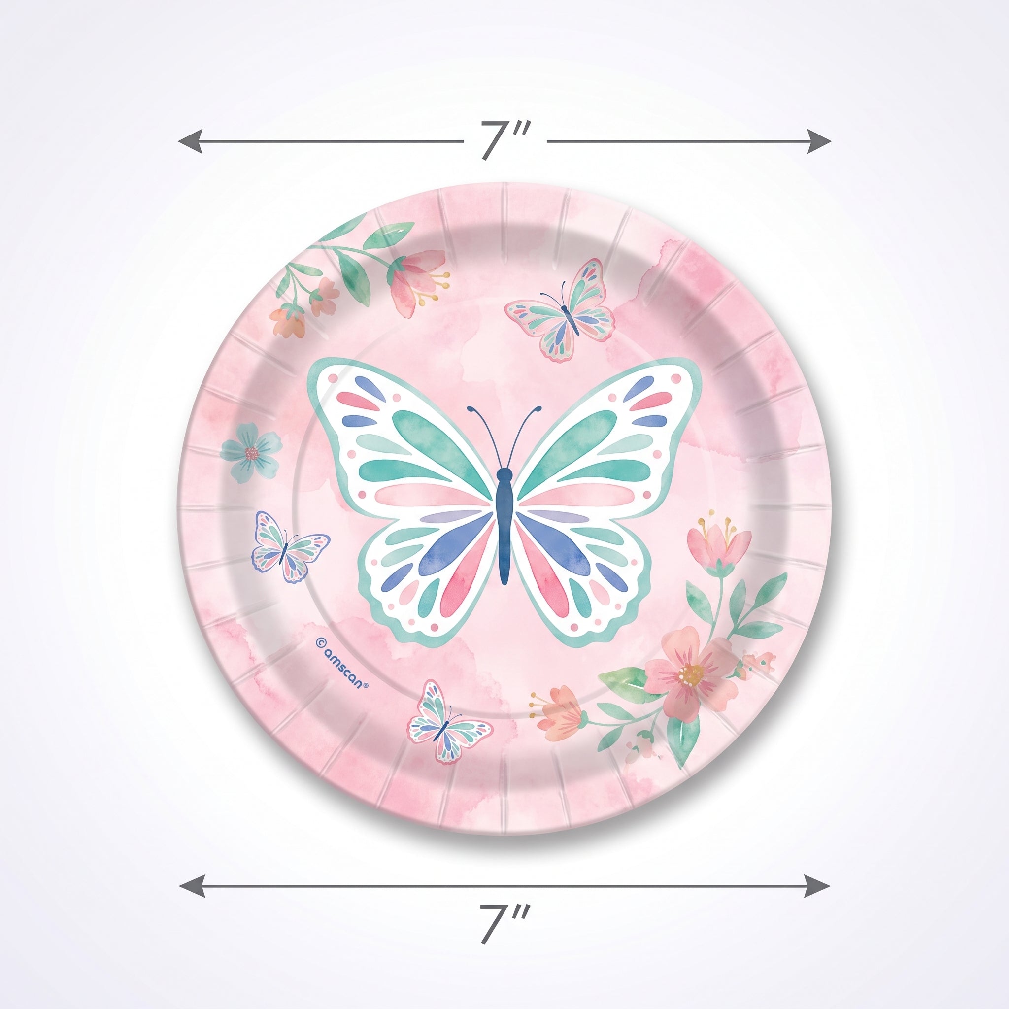 Flutter Butterfly 7" Round Paper Plates - 8 Pack