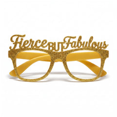 Golden "Fierce but Fabulous" Glitter Glasses for Birthdays