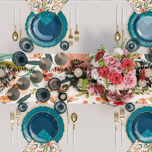 Peacock/Gold Petal Plates - Combo Pack 40/40