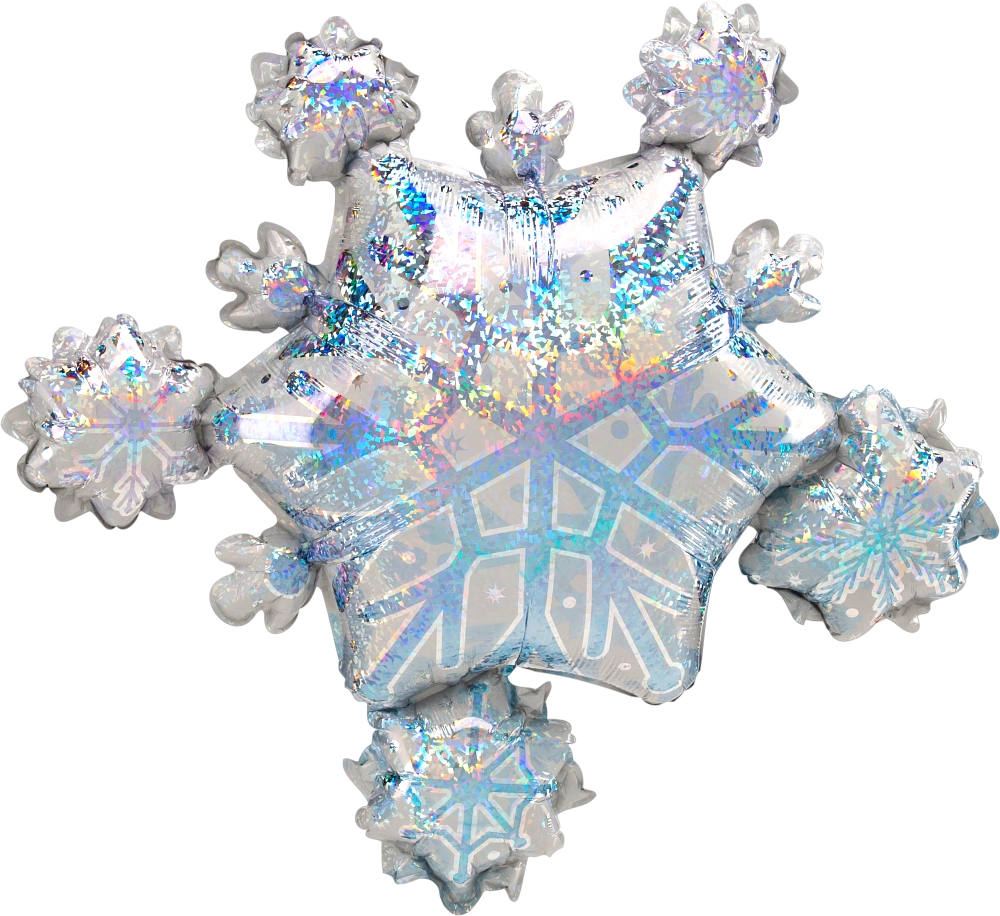Holographic White Christmas Snowflake Foil Balloon