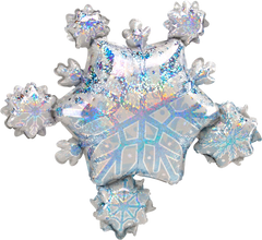 Holographic White Christmas Snowflake Foil Balloon