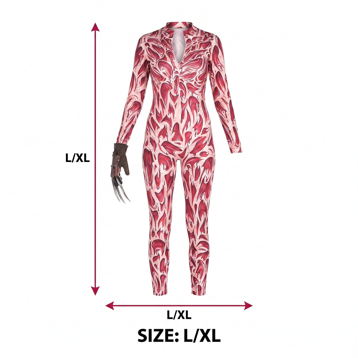 Zombie Scarred Catsuit Costume - Adult L/XL