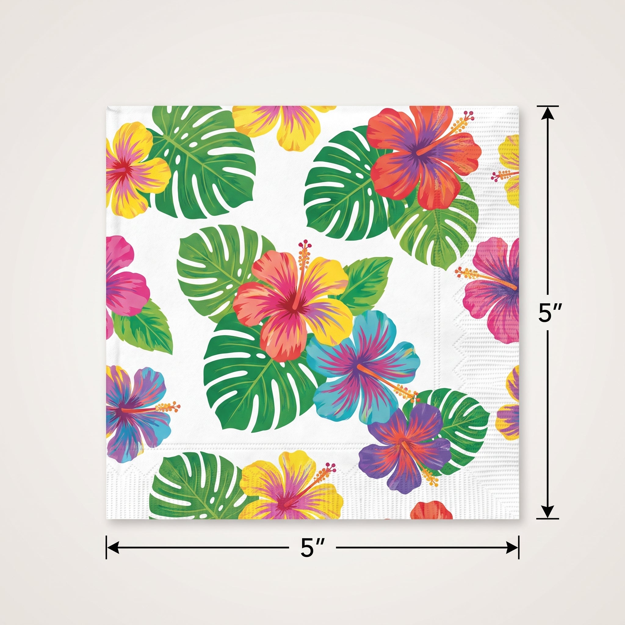 Tropical Hibiscus Summer Beverage Napkins - 5 In. X 5 In.