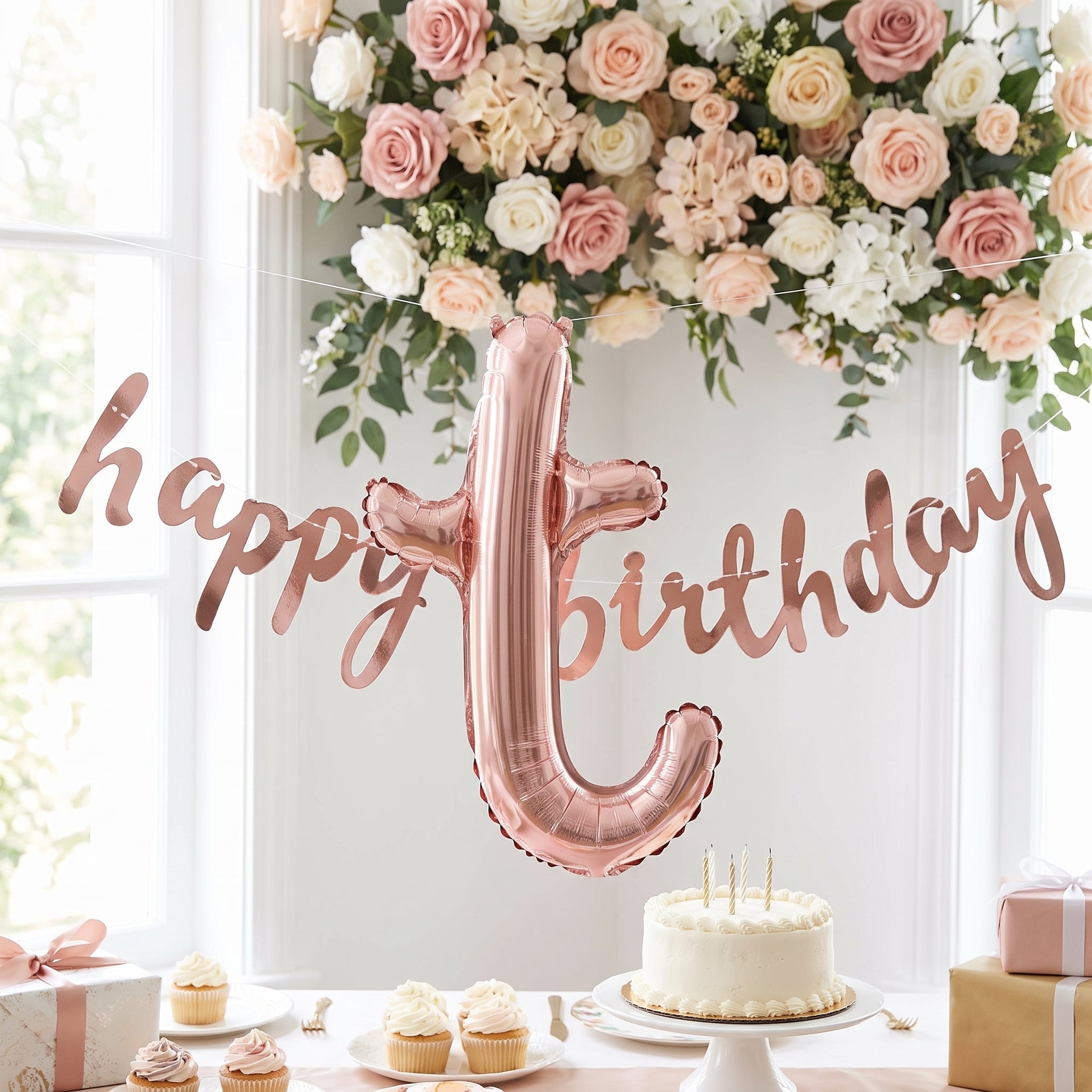 Rose Gold Script Letter 'T' Foil Balloon, 8-Inch Air-Filled