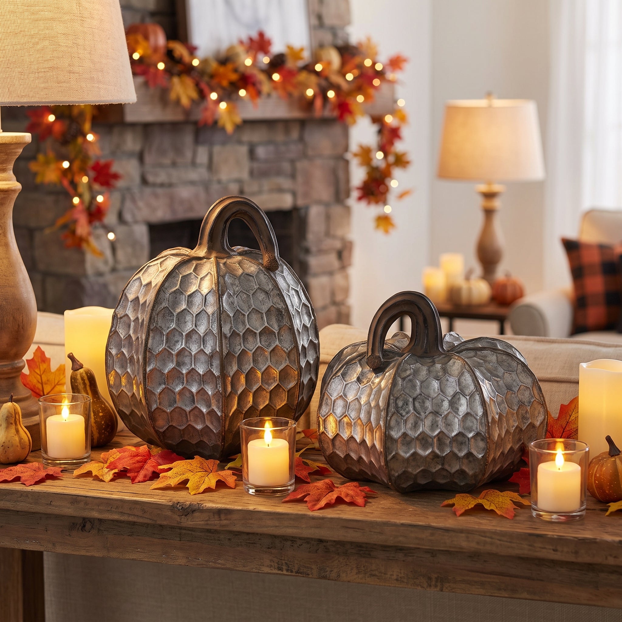 Metallic Pumpkin Halloween Tabletop Decoration