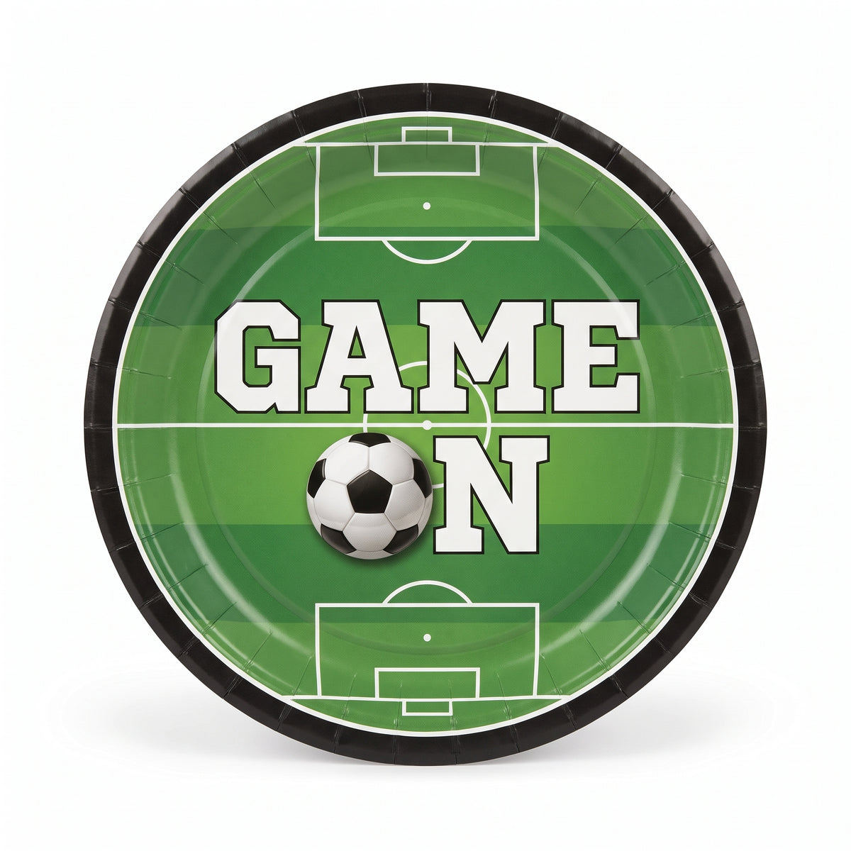 "Game On" Soccer Theme 7" Round Paper Plates - 20 Pack