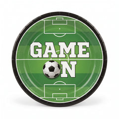"Game On" Soccer Theme 7" Round Paper Plates - 20 Pack