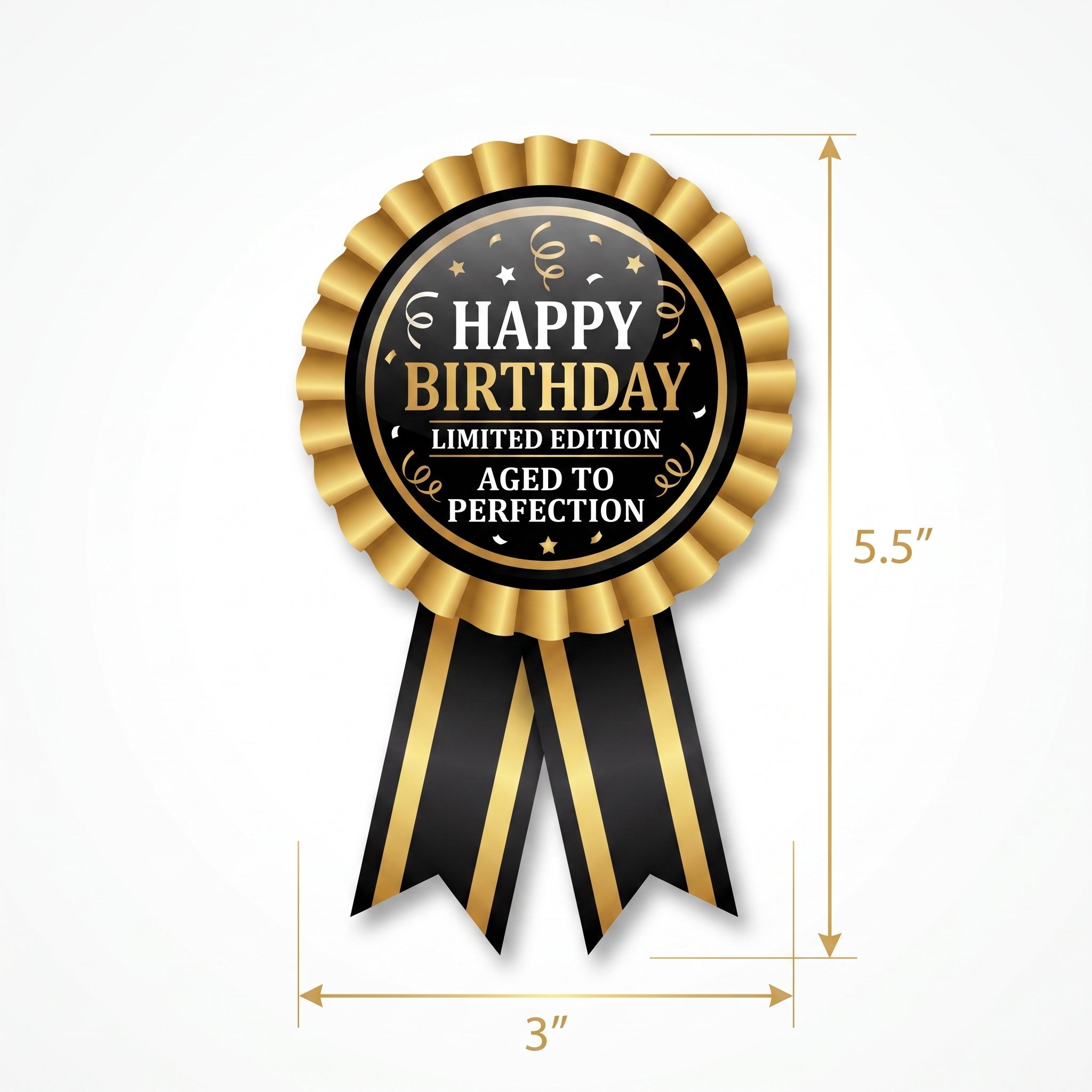 "Better with Age" Birthday Award Ribbon - Black/Gold