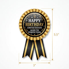 "Better with Age" Birthday Award Ribbon - Black/Gold