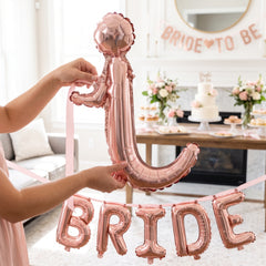 Rose Gold Cursive Letter "I" Foil Balloon - 8-Inch Air-Filled