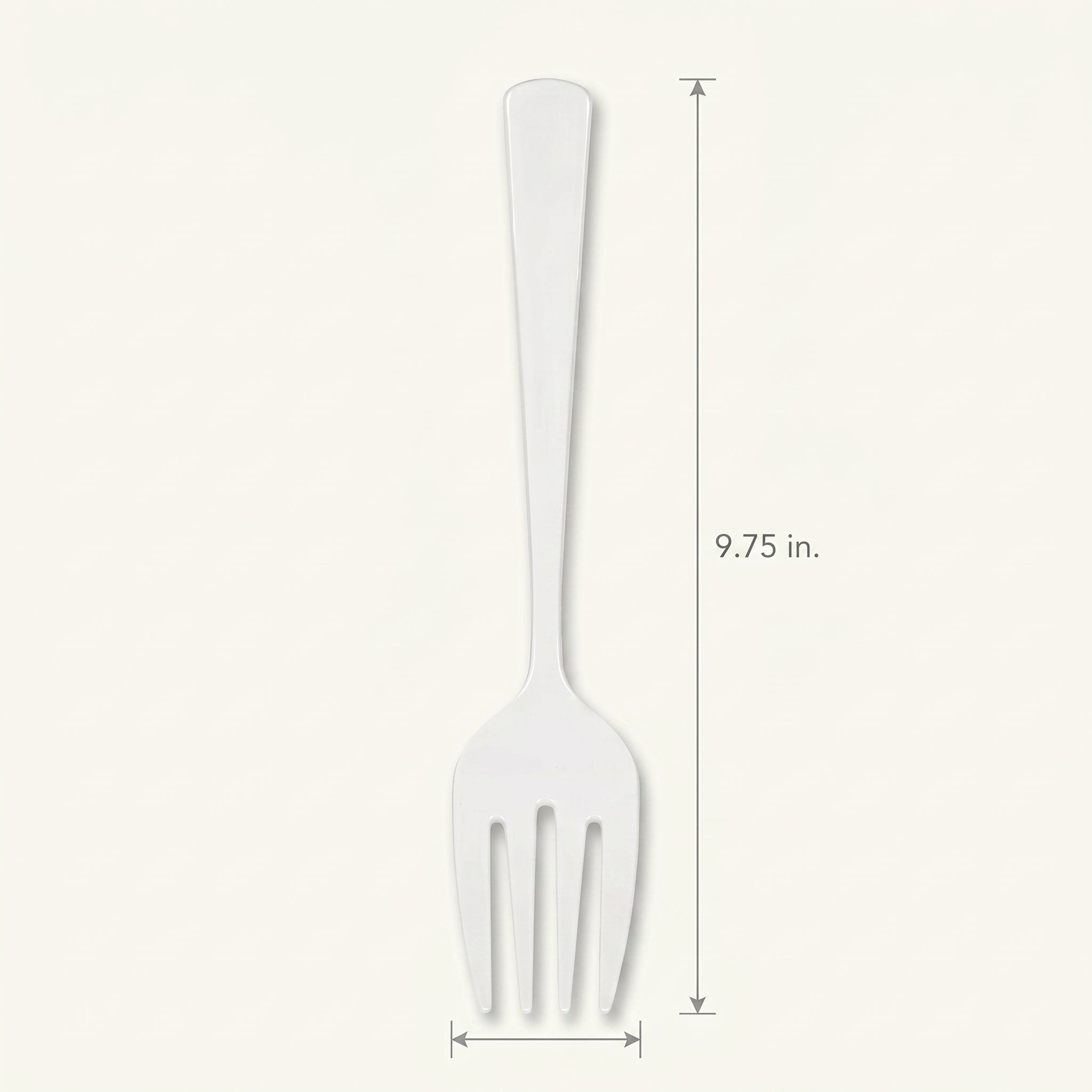 White Plastic Serving Forks 9.75 in. - Heavyweight Disposable Forks with Elegant Glossy Finish, Durable White Plastic Cutlery for Catering, Parties, Weddings