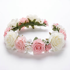 Pink and White Flower Girl Head Wreath for Weddings
