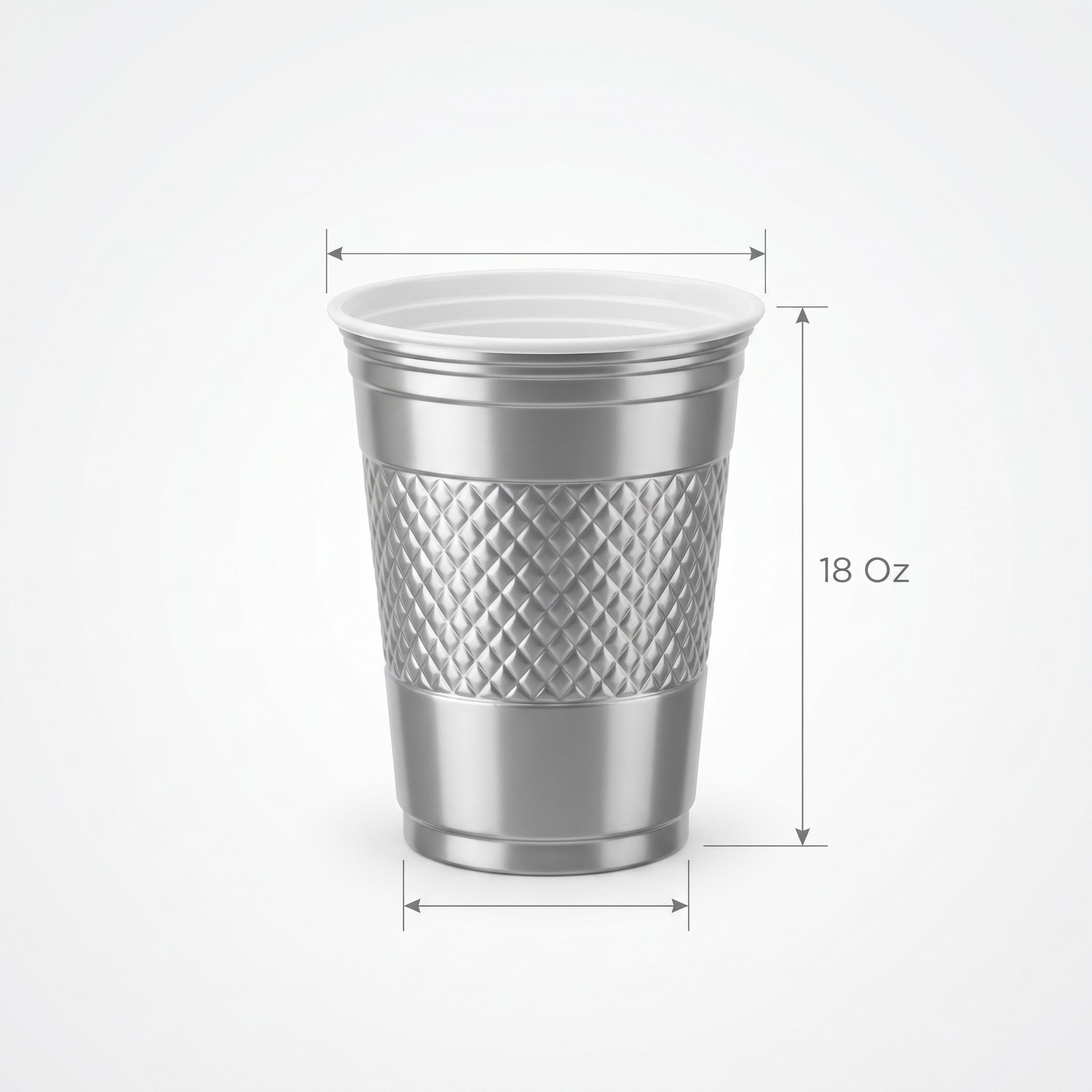 Metallic Silver Plastic Cups - 18oz, Pack of 20