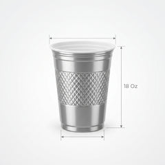 Metallic Silver Plastic Cups - 18oz, Pack of 20