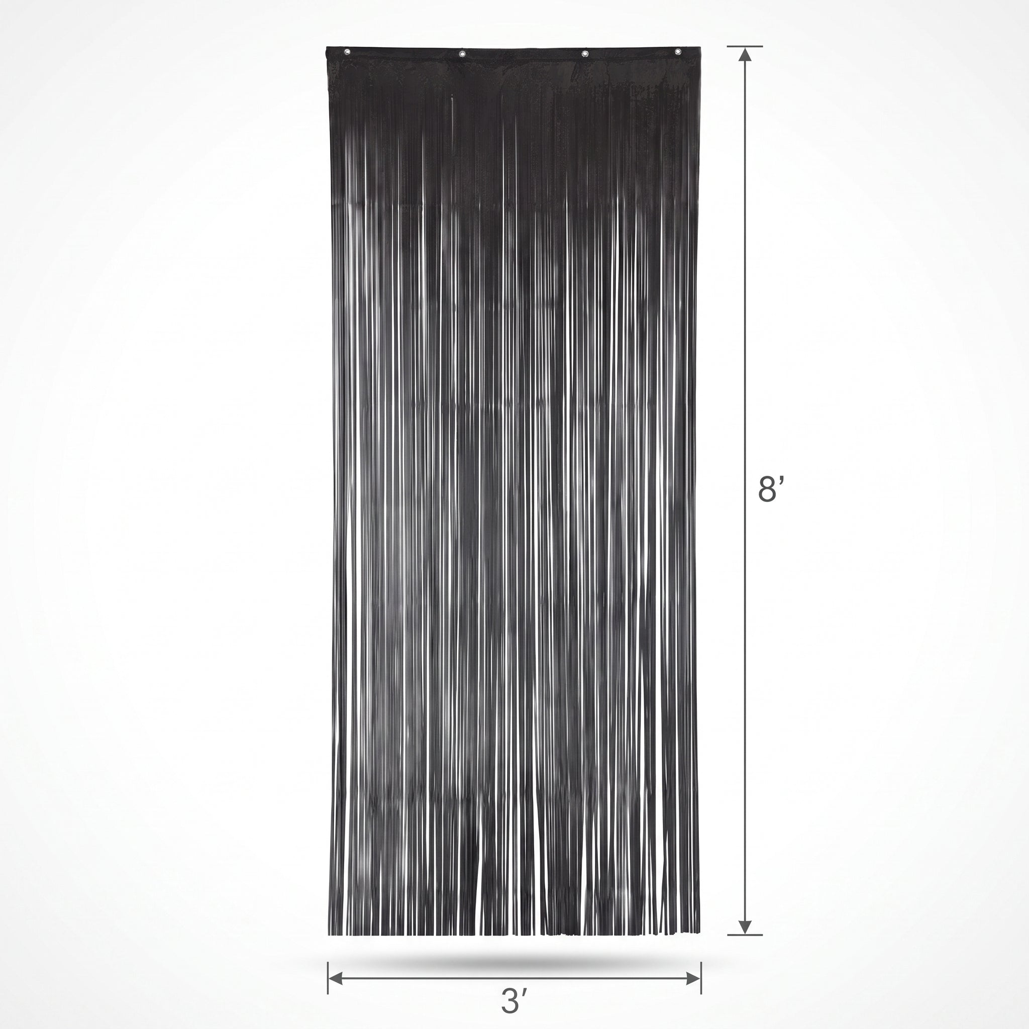 Elegant Black Metallic Door Curtain – 3' x 8'