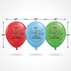 PJ Masks "It‚Äôs Time to be a Hero" Latex Balloons - 12", 6 Pack