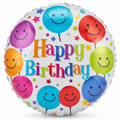 Colorful Smiley Happy Birthday Foil Balloon - 18 Inches