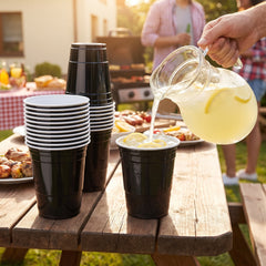 Elegant Black 18oz Plastic Party Cups - Pack of 50