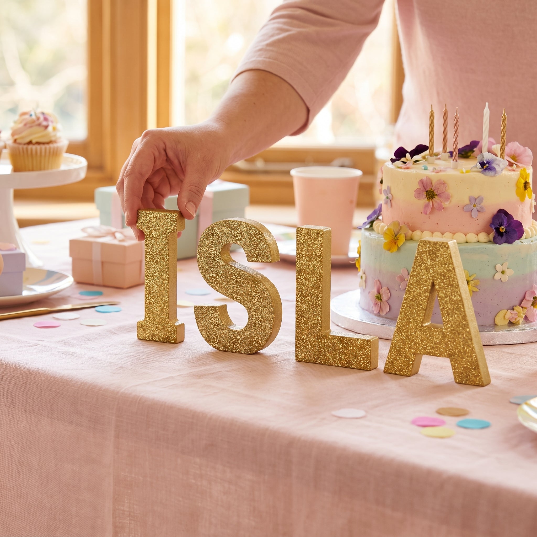 Glitter Gold Letter "I" Standing Sign - 4-Inch Party Decoration