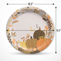 Golden Autumn Harvest Paper Plates - 10.5"