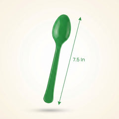 Festive Green Plastic Spoons - Solid Colors Collection - 7.5 in.
