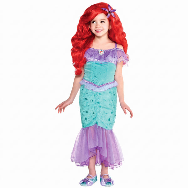 mermaid ariel child dress Kids' Disney Princess Dress, Assorted Sizes Dress Skirt Length Chart And Canada Upsell__forest-fairy-gift-set-dusty-aqua Color:Deep Silver