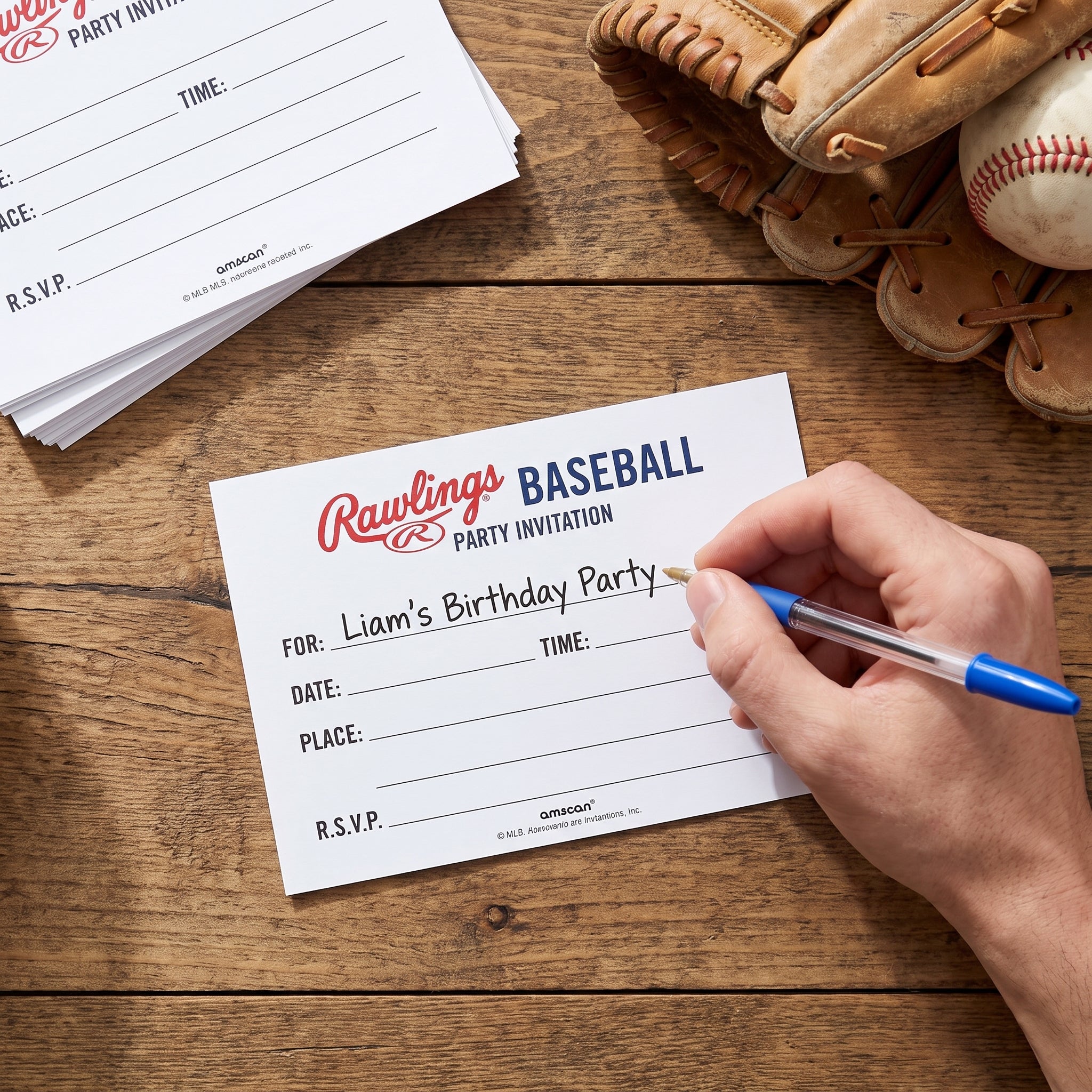 Rawlings MLB Baseball Party Invitations, 8-Pack