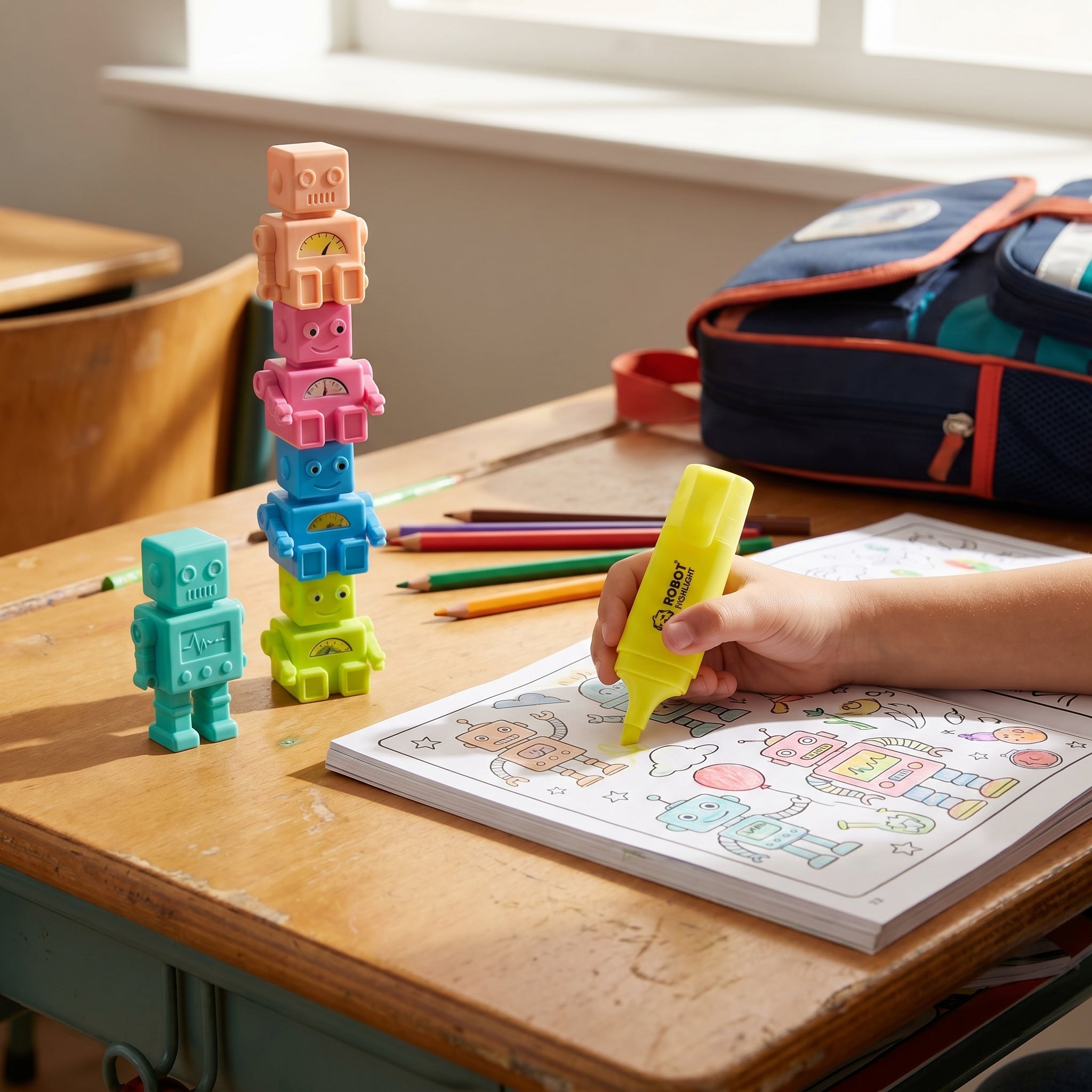 Stackable Robot Markers for Kids' Creative Fun