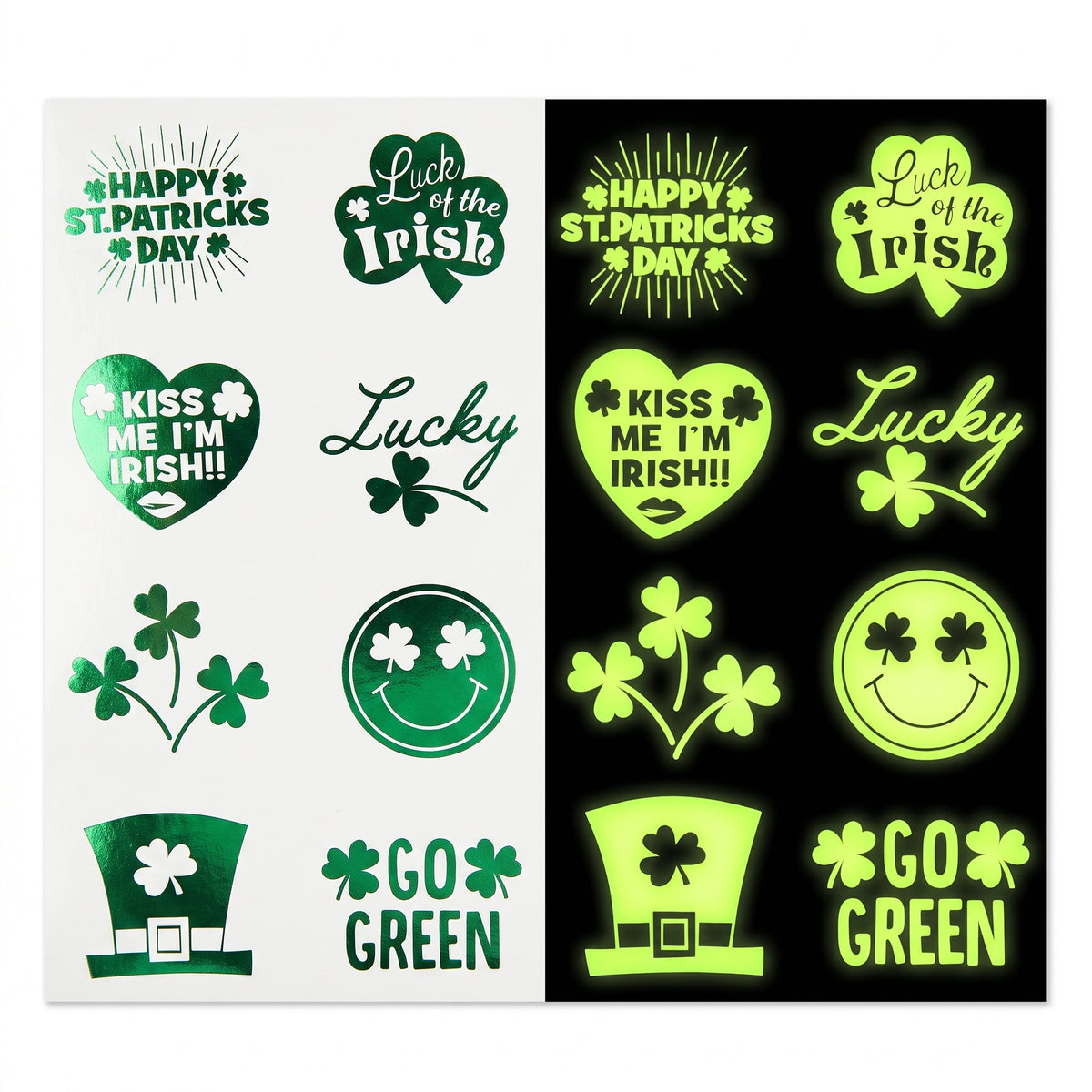 St. Patrick's Day Glow-in-the-Dark Foil Tattoos