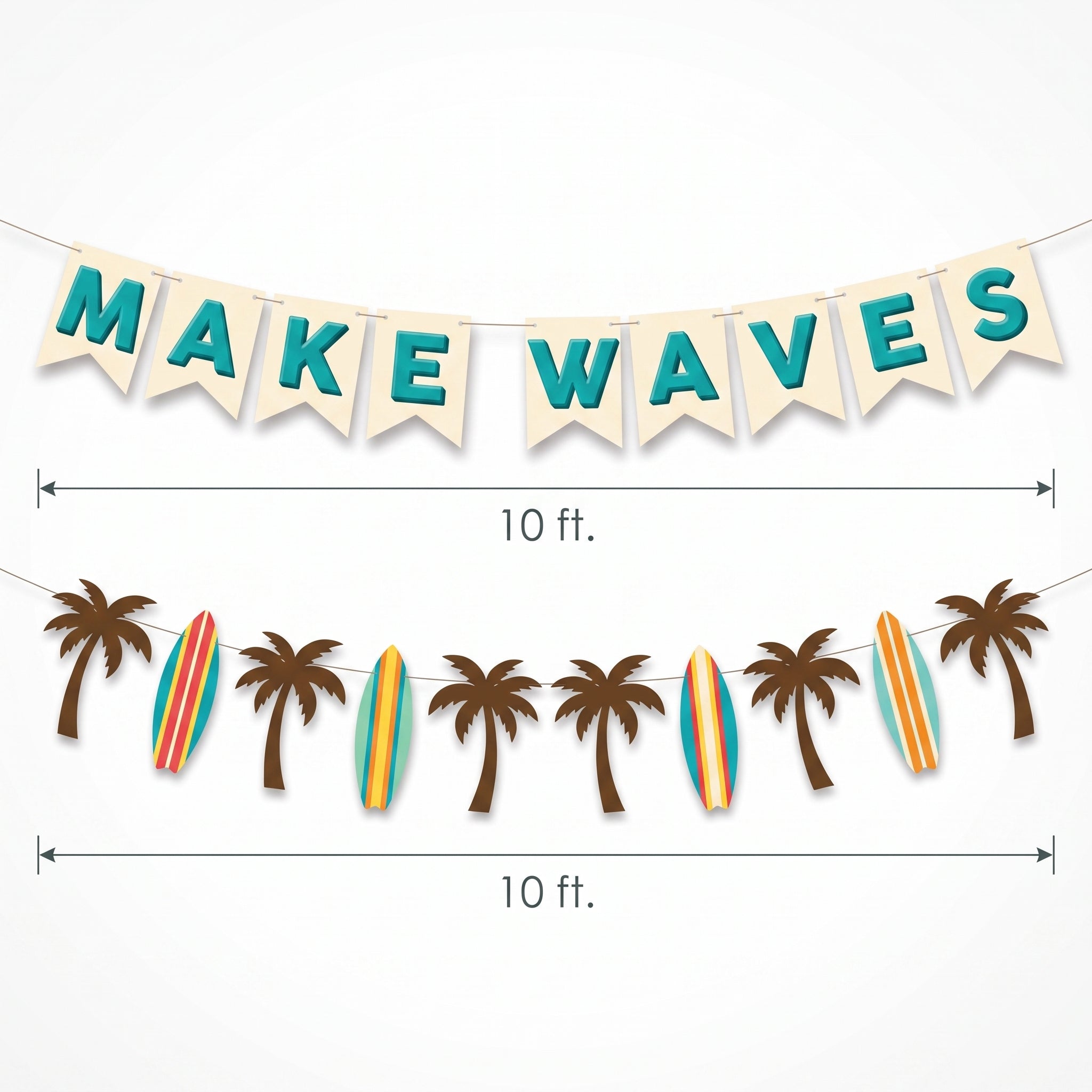 Beach Life "Make Waves" Summer Banners, 10-ft, 2-Pack