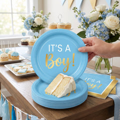 "It's a Boy!" Blue Premium Plastic Lunch Plates, 7.5-Inch, 20-Pack