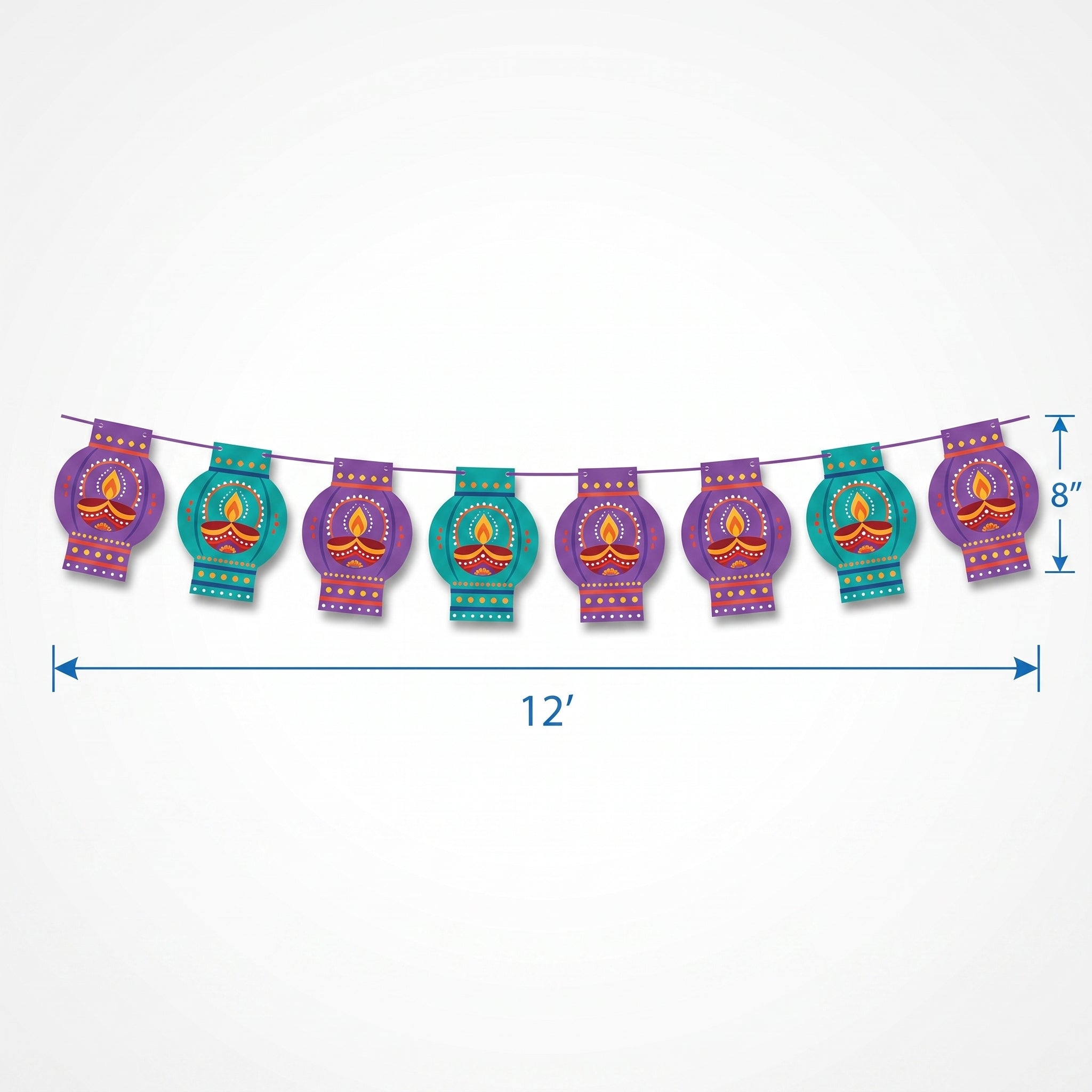Diwali Lantern Paper Garland Banner, 12-Ft