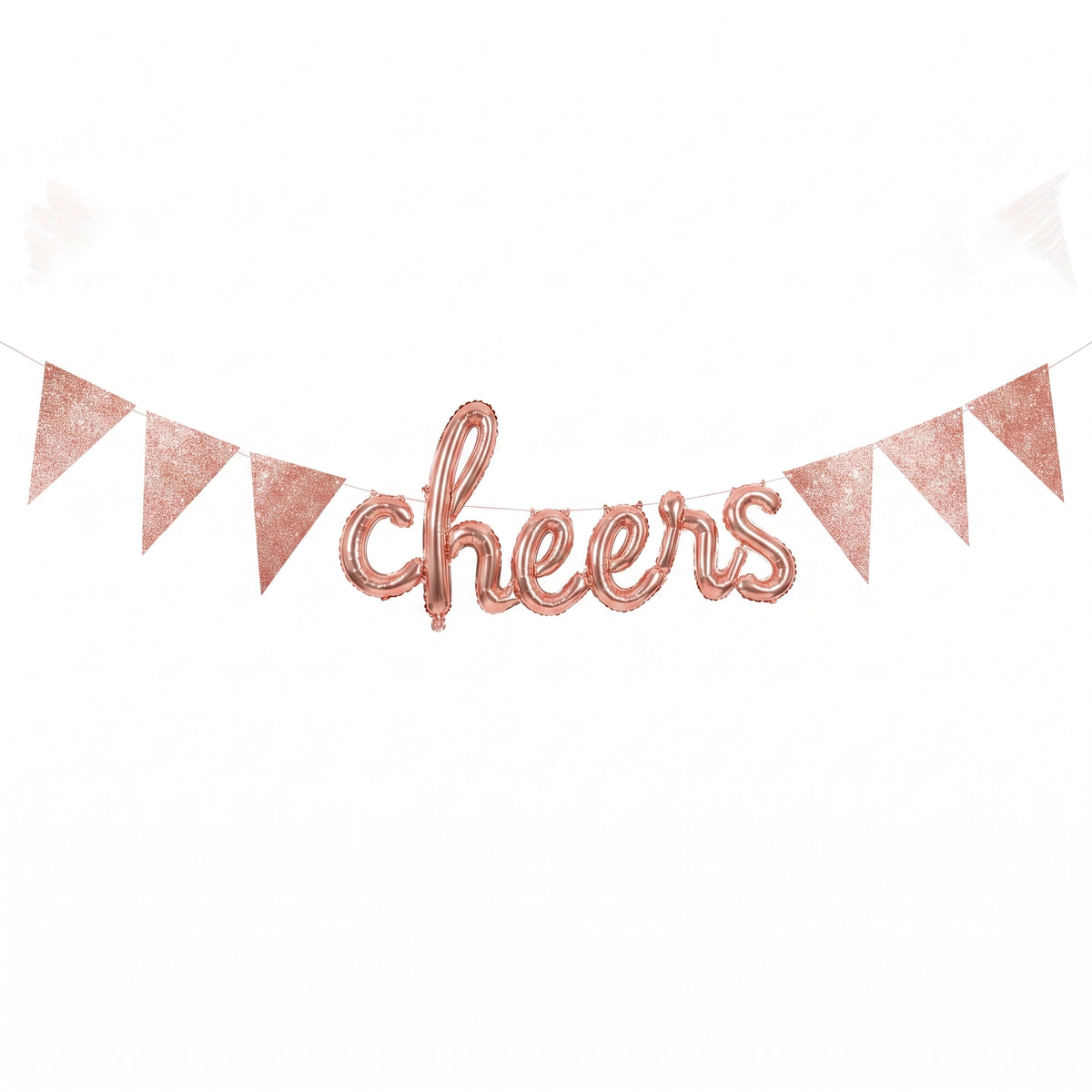 Rose Gold Sparkle Pennant Banner - 20 ft DIY Garland