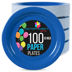 10 In. Dark Blue Paper Plates | 100 Count