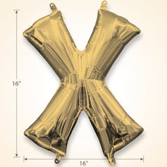 Gold Foil Letter "X" Balloon - Air Filled