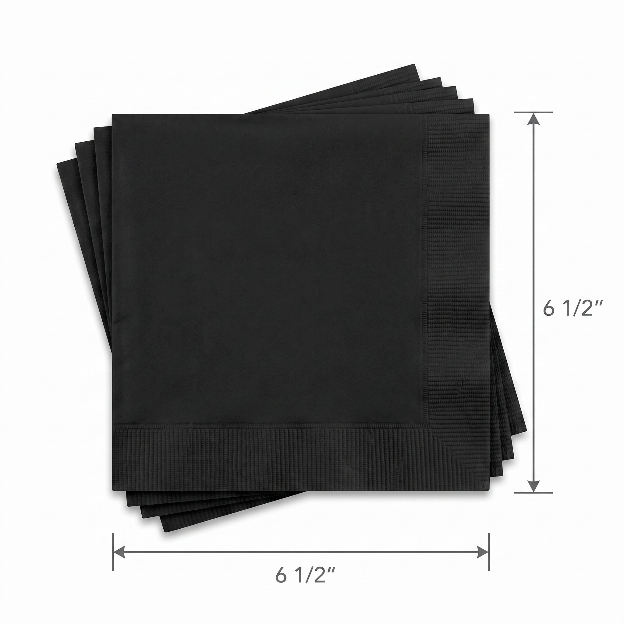 Elegant Jet Black Lunch Napkins - 6.5 in. x 6.5 in.