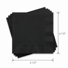 Elegant Jet Black Lunch Napkins - 6.5 in. x 6.5 in.