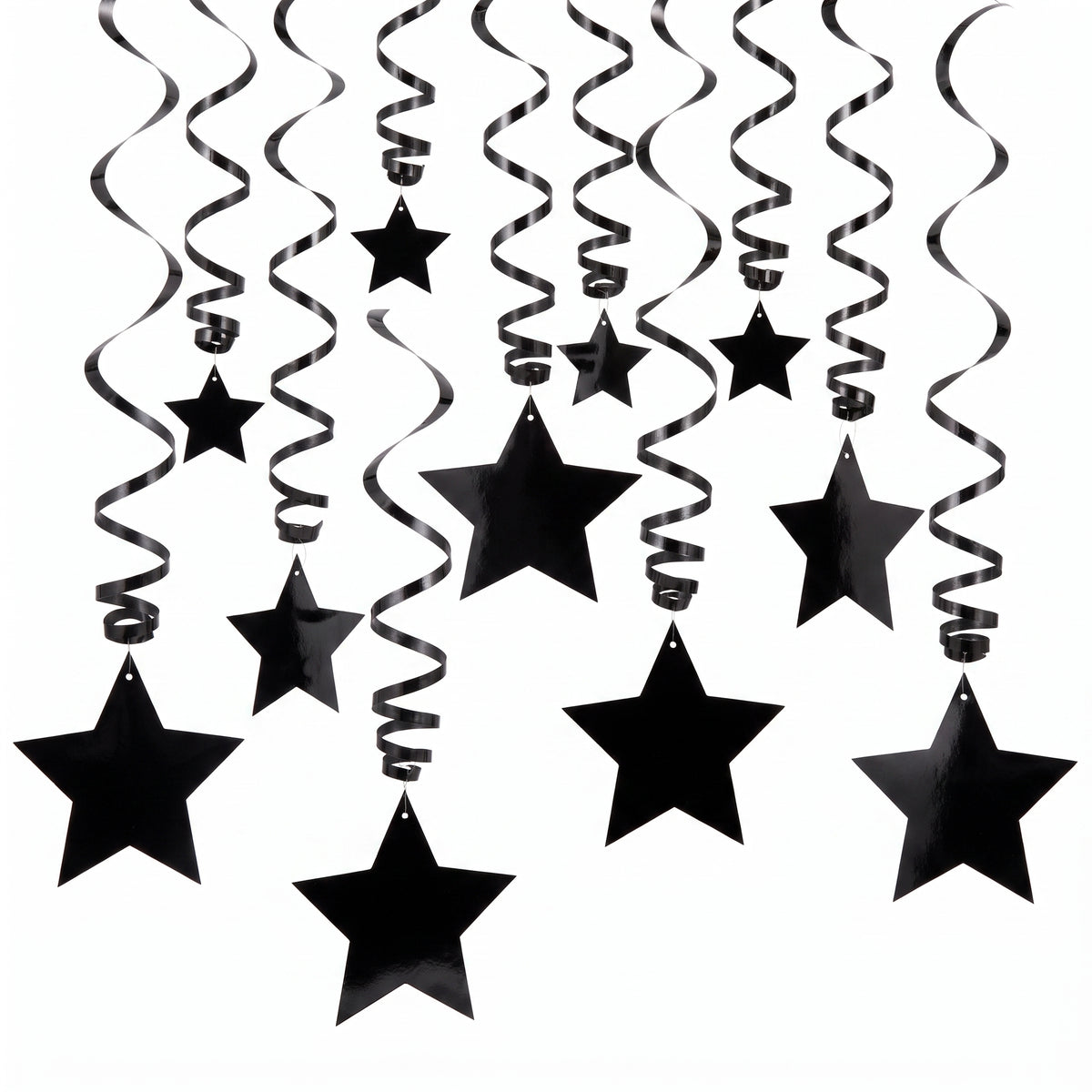 Black Shooting Star Metallic Swirl Decorations