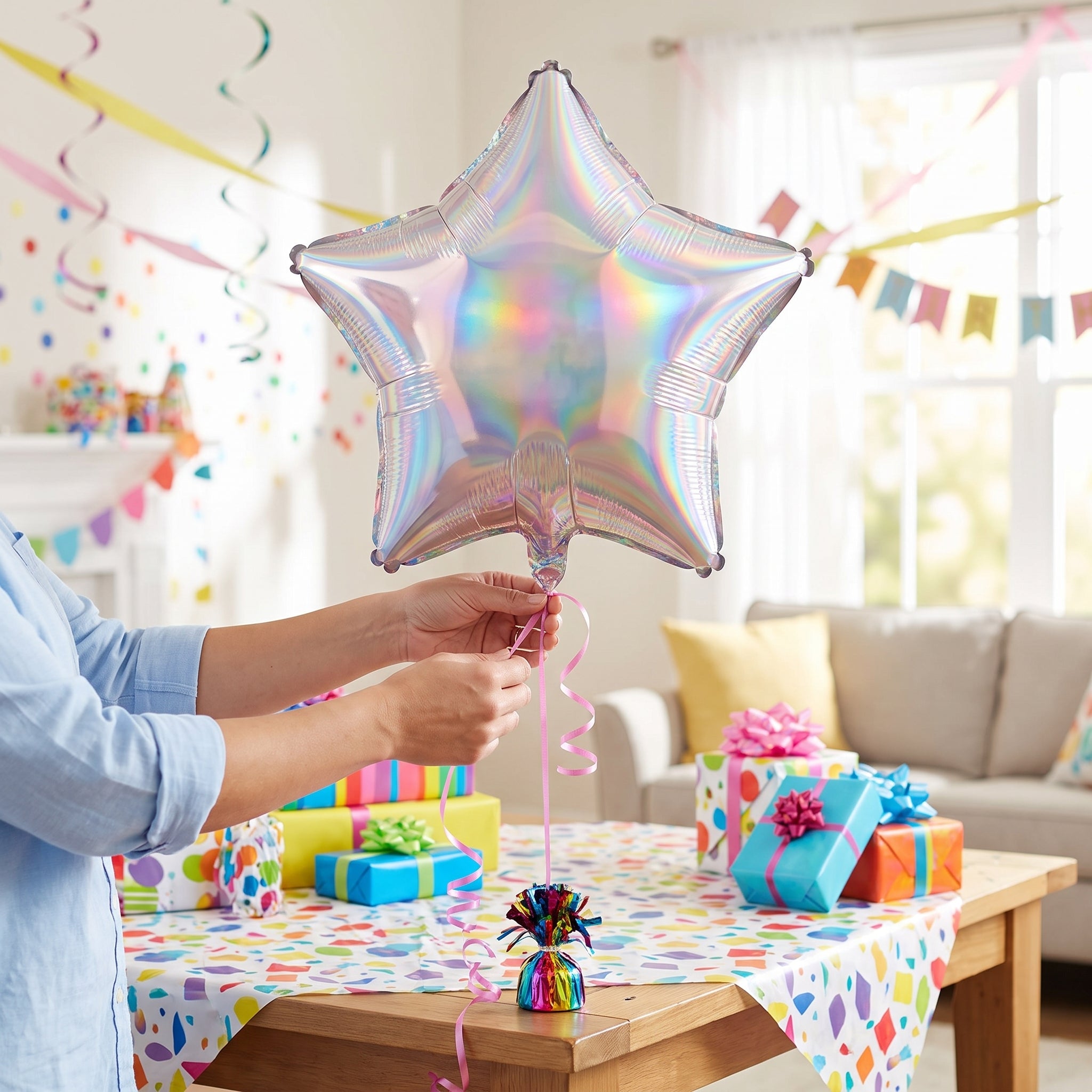 Iridescent Star Shaped Foil Balloon - 18 Inch