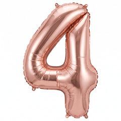 Rose Gold Number 4 Foil Balloon - Super Shape